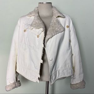 Theory Ivory Sherpa Bomber Jacket from Bergdorf Goodman